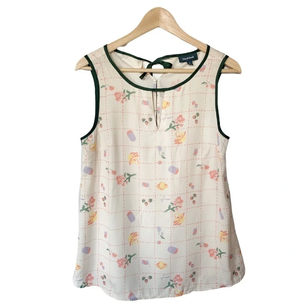 Modcloth Do Right Darling Picnic Sleeveless Top Twee Size Small - Picture 2 of 6